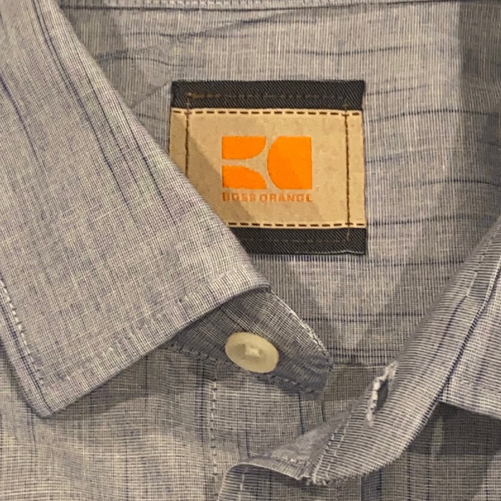 NWOT BOSS ORANGE blue gray button down LS